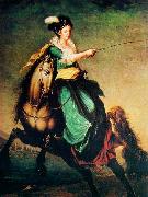 unknow artist Equestrian portrait of Carlota Joaquina of Spain oil painting on canvas